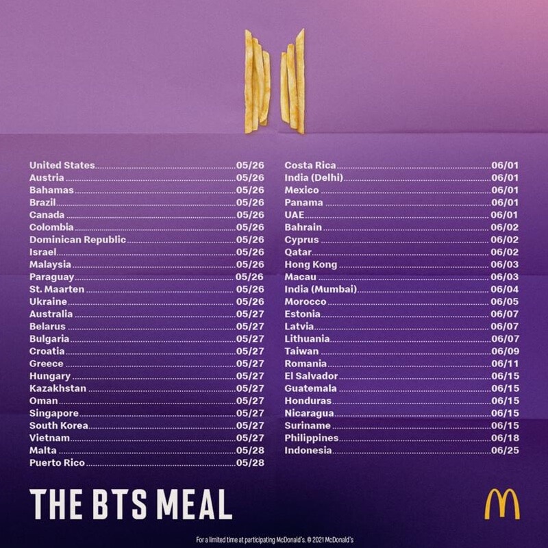McDonald's launches favorite dishes from the South Korean K-Pop band BTS